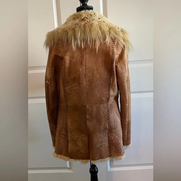 Vintage Montanelli Milano Genuine Leather Fur Coat Women's Coat L - Picture 3 of 7